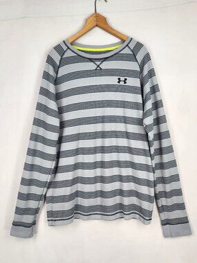Under Armour Mens Shirt XL Loose Catalyst Waffle Knit Thermal Long Sleeve Gray